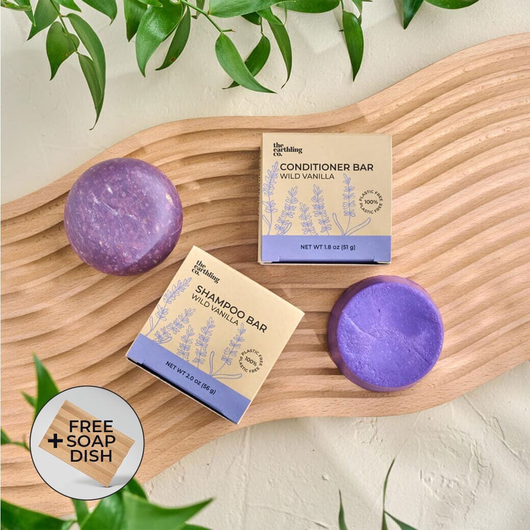 50% Off Shampoo & Conditioner for Hair Strength and Moisture + Free 4" Wooden Soap Dish Wild Vanilla Vanilla Coconut