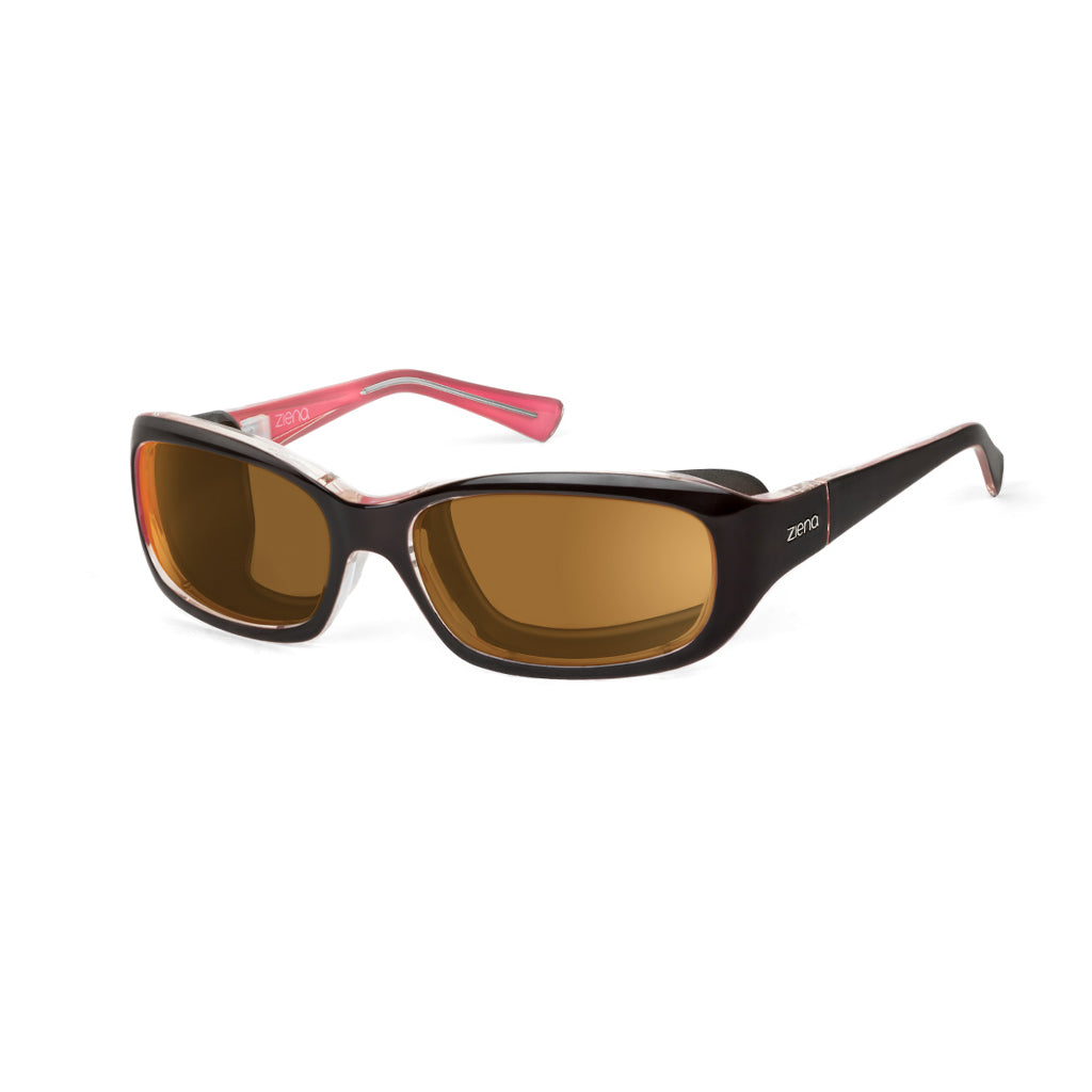 Ziena Verona in Rose Frame with Black Eyecup and Copper Lens profile view