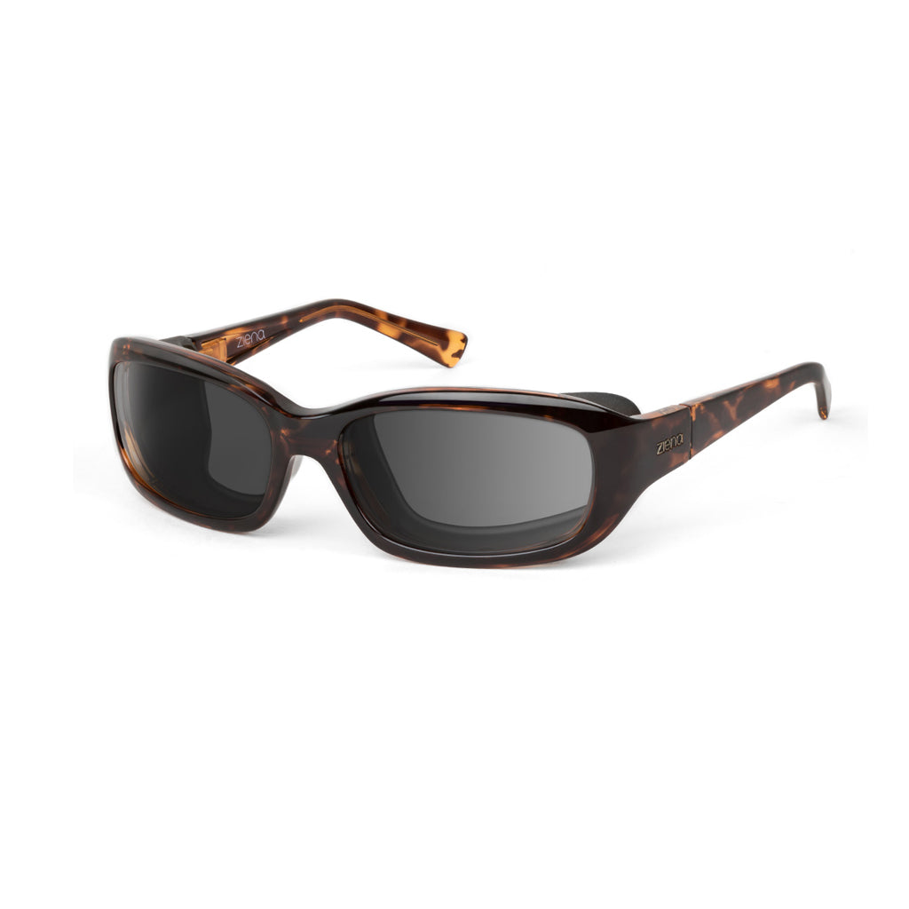 Ziena Verona in Tortoise Frame with Black Eyecup and Grey Lens profile view