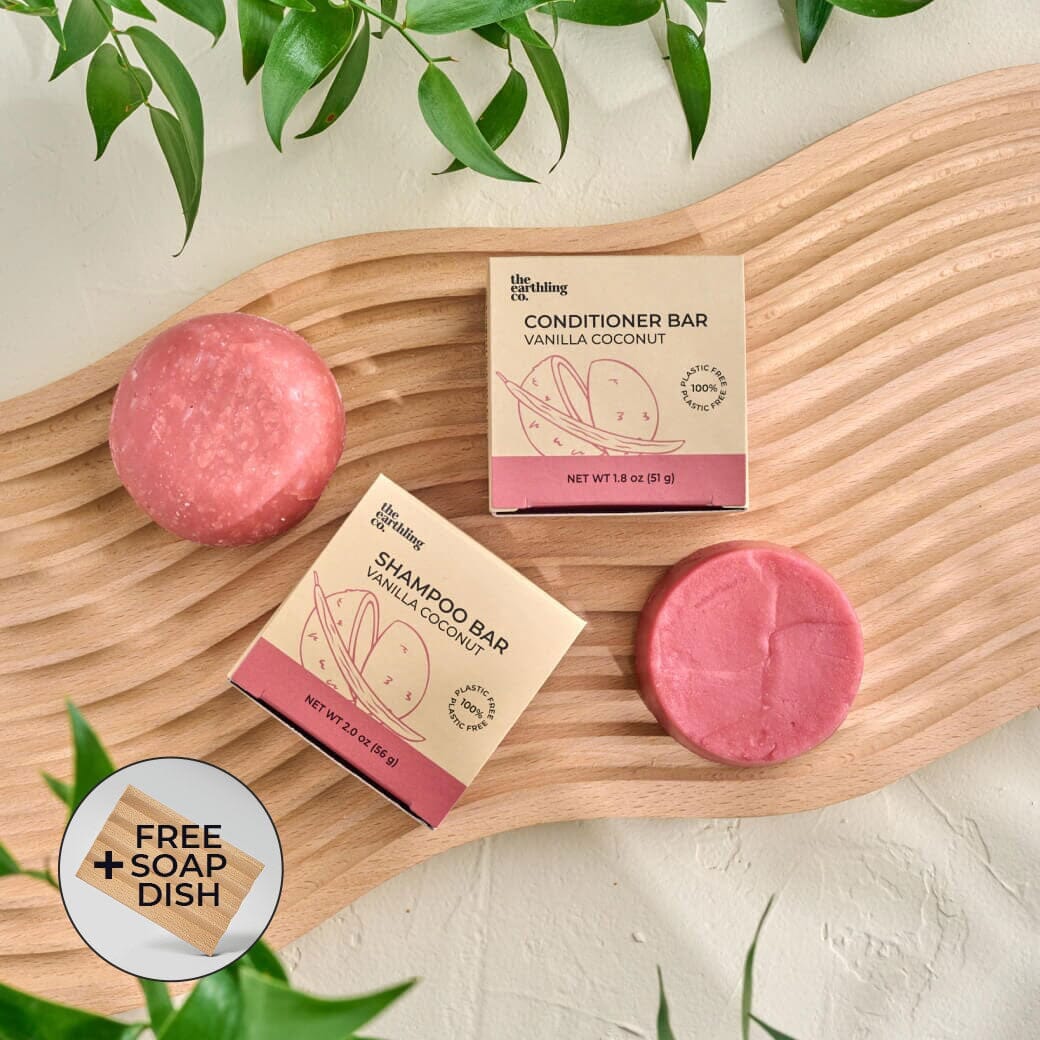 50% Off Shampoo & Conditioner for Hair Strength and Moisture + Free 4" Wooden Soap Dish Vanilla Coconut Vanilla Coconut