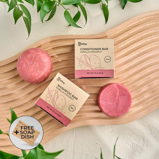 50% Off Shampoo & Conditioner for Hair Strength and Moisture + Free 4" Wooden Soap Dish Vanilla Coconut Vanilla Coconut